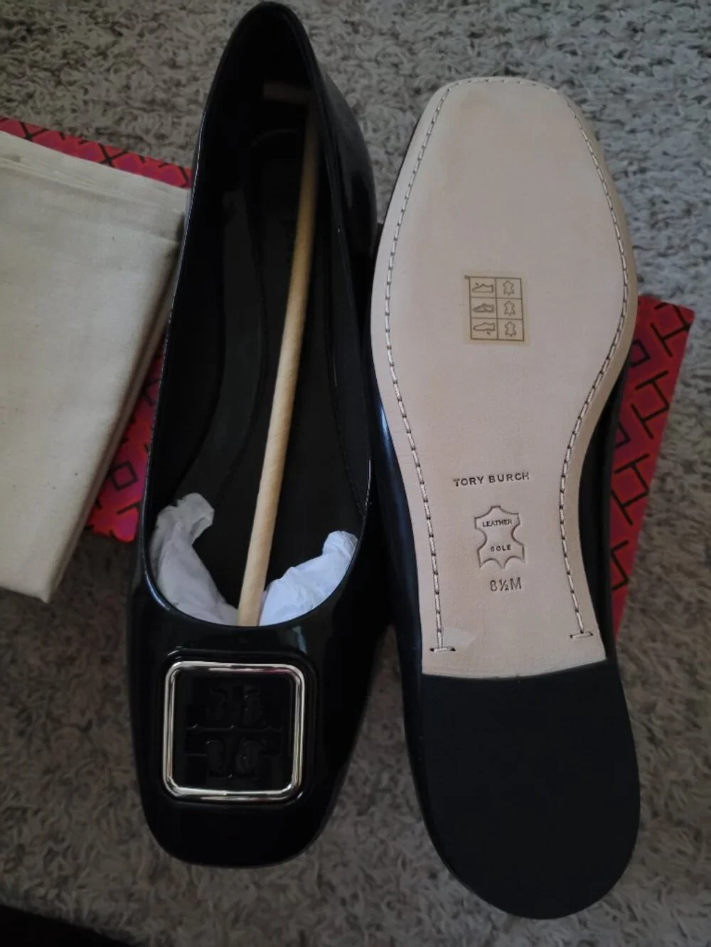 NIB Tory Burch Georgia Ballet Patent Leather - 8.5